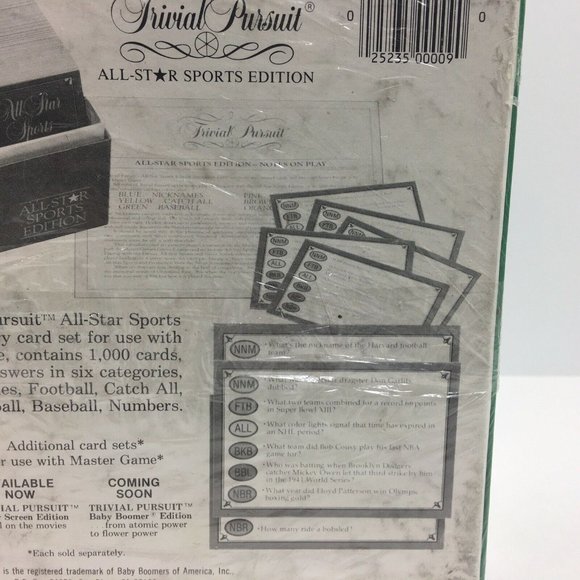 Trivial Pursuit All Star Sports Edition Card Subsidiary Set Use With Master Game - Picture 10 of 12